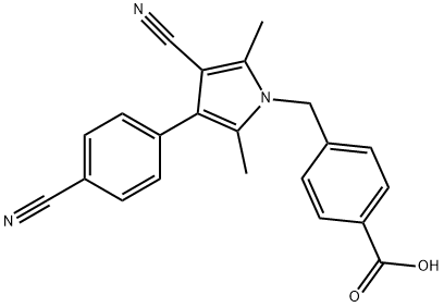 4-((3-cyano-4-(4-cyanophenyl)-2,5-dimethyl-1H-pyrrol-1-yl)methyl)benzoic acid Structure