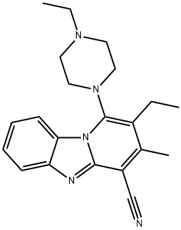 2-ethyl-1-(4-ethylpiperazin-1-yl)-3-methylbenzo[4,5]imidazo[1,2-a]pyridine-4-carbonitrile 구조식 이미지