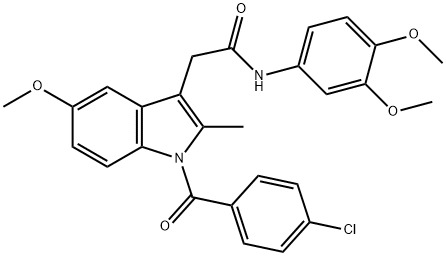 2-{1-[(4-chlorophenyl)carbonyl]-5-methoxy-2-methyl-1H-indol-3-yl}-N-(3,4-dimethoxyphenyl)acetamide 구조식 이미지