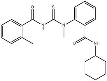 N-{[{2-[(cyclohexylamino)carbonyl]phenyl}(methyl)amino]carbonothioyl}-2-methylbenzamide 구조식 이미지