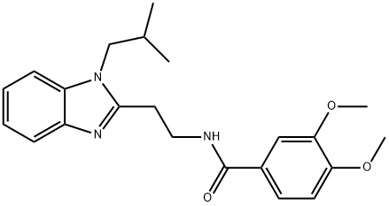 N-(2-(1-isobutyl-1H-benzo[d]imidazol-2-yl)ethyl)-3,4-dimethoxybenzamide 구조식 이미지