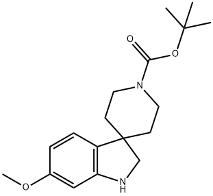 SPIRO[3H-INDOLE-3,4-PIPERIDINE]-1-CARBOXYLIC ACID, 1,2-DIHYDRO-6-METHOXY-, 1,1-DIMETHYLETHYL ESTER Structure