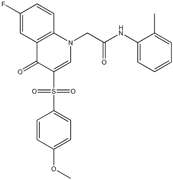 2-[6-fluoro-3-(4-methoxyphenyl)sulfonyl-4-oxoquinolin-1-yl]-N-(2-methylphenyl)acetamide Structure