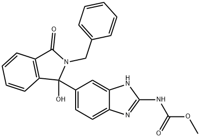 Carbamic acid, N-[6-[2,3-dihydro-1-hydroxy-3-oxo-2-(phenylmethyl)-1H-isoindol-1-yl]-1H-benzimidazol-2-yl]-, methyl ester 구조식 이미지