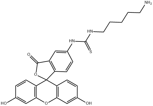 1-(5-aminopentyl)-3-(3',6'-dihydroxy-3-oxospiro[2-benzofuran-1,9'-xanthene]-5-yl)thiourea Structure