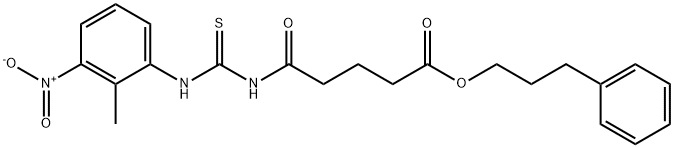 3-phenylpropyl 5-({[(2-methyl-3-nitrophenyl)amino]carbonothioyl}amino)-5-oxopentanoate 구조식 이미지
