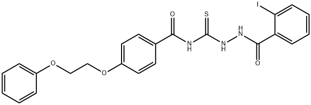 N-{[2-(2-iodobenzoyl)hydrazino]carbonothioyl}-4-(2-phenoxyethoxy)benzamide 구조식 이미지