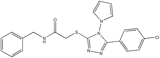 N-benzyl-2-[[5-(4-chlorophenyl)-4-pyrrol-1-yl-1,2,4-triazol-3-yl]sulfanyl]acetamide Structure