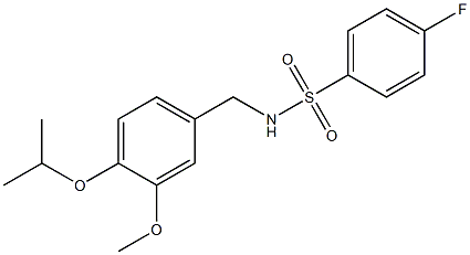 4-fluoro-N-[(3-methoxy-4-propan-2-yloxyphenyl)methyl]benzenesulfonamide Structure