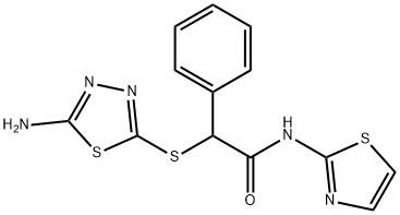 2-[(5-amino-1,3,4-thiadiazol-2-yl)sulfanyl]-2-phenyl-N-(1,3-thiazol-2-yl)acetamide 구조식 이미지