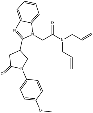 2-[2-[1-(4-methoxyphenyl)-5-oxopyrrolidin-3-yl]benzimidazol-1-yl]-N,N-bis(prop-2-enyl)acetamide 구조식 이미지