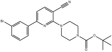 tert-butyl 4-[6-(3-bromophenyl)-3-cyanopyridin-2-yl]piperazine-1-carboxylate 구조식 이미지