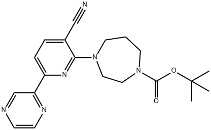 tert-butyl 4-[3-cyano-6-(pyrazin-2-yl)pyridin-2-yl]-1,4-diazepane-1-carboxylate 구조식 이미지