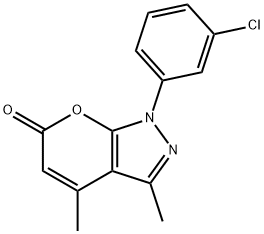 1-(3-chlorophenyl)-3,4-dimethylpyrano[2,3-c]pyrazole-6(1H)-one 구조식 이미지