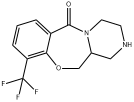 6H-Pyrazino[2,1-c][1,4]benzoxazepin-6-one, 1,2,3,4,12,12a-hexahydro-10-(trifluoromethyl)- 구조식 이미지