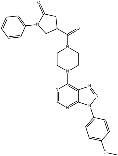 4-[4-[3-(4-methoxyphenyl)triazolo[4,5-d]pyrimidin-7-yl]piperazine-1-carbonyl]-1-phenylpyrrolidin-2-one Structure