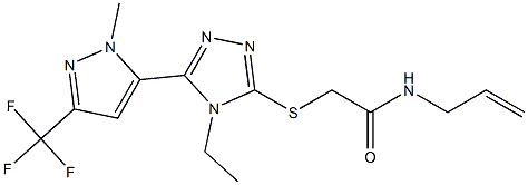 2-[[4-ethyl-5-[2-methyl-5-(trifluoromethyl)pyrazol-3-yl]-1,2,4-triazol-3-yl]sulfanyl]-N-prop-2-enylacetamide Structure