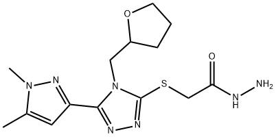 2-{[5-(1,5-dimethyl-1H-pyrazol-3-yl)-4-(tetrahydrofuran-2-ylmethyl)-4H-1,2,4-triazol-3-yl]thio}acetohydrazide 구조식 이미지