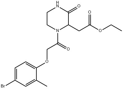 ethyl {1-[(4-bromo-2-methylphenoxy)acetyl]-3-oxo-2-piperazinyl}acetate 구조식 이미지