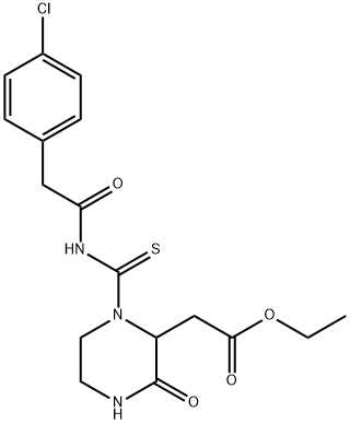 ethyl [1-({[(4-chlorophenyl)acetyl]amino}carbonothioyl)-3-oxo-2-piperazinyl]acetate Structure