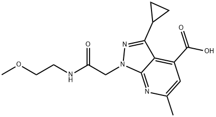 3-Cyclopropyl-1-(2-[(2-methoxyethyl)amino]-2-oxoethyl)-6-methyl-1H-pyrazolo[3,4-b]pyridine-4-carboxylic acid Structure