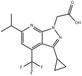 2-[3-Cyclopropyl-6-isopropyl-4-(trifluoromethyl)pyrazolo[3,4-b]pyridin-1-yl]acetic acid 구조식 이미지