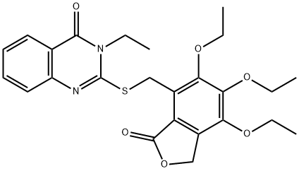 3-ethyl-2-{[(5,6,7-triethoxy-3-oxo-1,3-dihydro-2-benzofuran-4-yl)methyl]sulfanyl}-4(3H)-quinazolinone 구조식 이미지