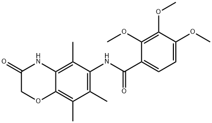 2,3,4-trimethoxy-N-(5,7,8-trimethyl-3-oxo-3,4-dihydro-2H-1,4-benzoxazin-6-yl)benzamide 구조식 이미지