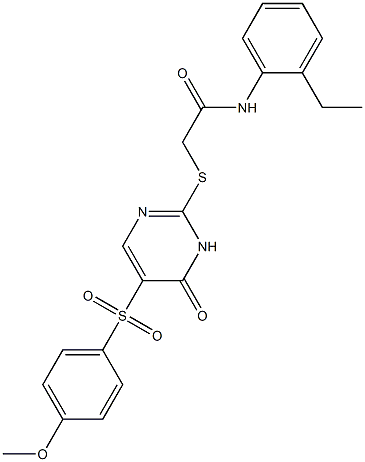 N-(2-ethylphenyl)-2-[[5-(4-methoxyphenyl)sulfonyl-6-oxo-1H-pyrimidin-2-yl]sulfanyl]acetamide Structure