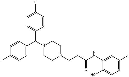 3-(4-(bis(4-fluorophenyl)methyl)piperazin-1-yl)-N-(2-hydroxy-5-methylphenyl)propanamide Structure