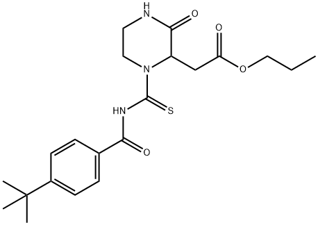 propyl (1-{[(4-tert-butylbenzoyl)amino]carbonothioyl}-3-oxo-2-piperazinyl)acetate 구조식 이미지
