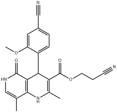 2-cyanoethyl 4-(4-cyano-2-methoxyphenyl)-2,8-dimethyl-5-oxo-1,4,5,6-tetrahydro-1,6-naphthyridine-3-carboxylate 구조식 이미지