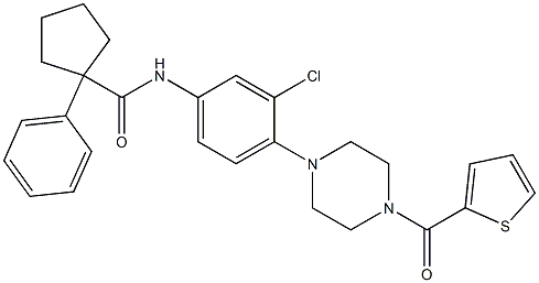 N-[3-chloro-4-[4-(thiophene-2-carbonyl)piperazin-1-yl]phenyl]-1-phenylcyclopentane-1-carboxamide Structure