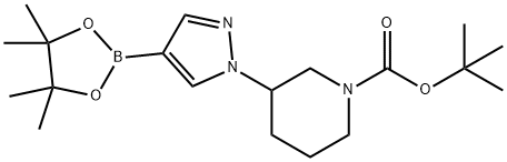 tert-butyl 3-[4-(tetramethyl-1,3,2-dioxaborolan-2-yl)-1H-pyrazol-1-yl]piperidine-1-carboxylate 구조식 이미지