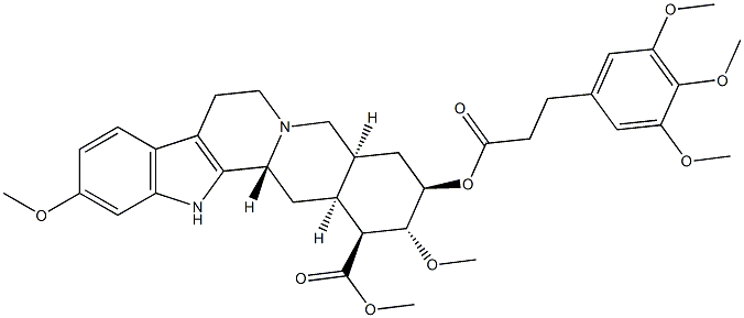 Yohimban-16-carboxylicacid, 11,17-dimethoxy-18-[1-oxo-3-(3,4,5-trimethoxyphenyl)propoxy]-, methylester, (3b,16b,17a,18b,20a)- (9CI) 구조식 이미지