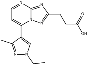 3-[7-(1-Ethyl-3-methyl-pyrazol-4-yl)-[1,2,4]triazolo[1,5-a]pyrimidin-2-yl]propanoic acid Structure