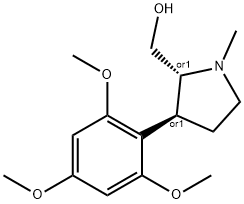 cis-((2S,3R)-1-methyl-3-(2,4,6-trimethoxyphenyl)pyrrolidin-2-yl)methanol 구조식 이미지