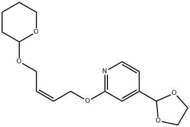 4-(1,3-dioxolan-2-yl)-2-((4-((tetrahydro-2H-pyran-2-yl)oxy)but-2-en-1-yl)oxy)pyridine Structure