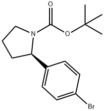 1-Pyrrolidinecarboxylic acid, 2-(4-bromophenyl)-, 1,1-dimethylethyl ester, (2R)- 구조식 이미지