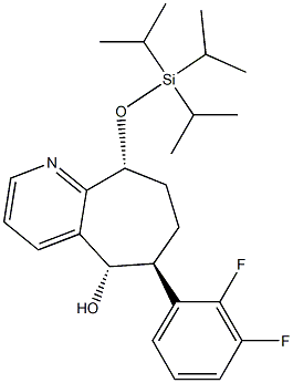 (5S,6S,9R)-6-(2,3-difluorophenyl)-9-tri(propan-2-yl)silyloxy-6,7,8,9-tetrahydro-5H-cyclohepta[b]pyridin-5-ol 구조식 이미지