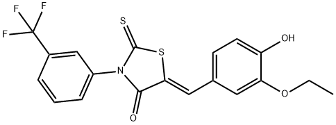 (Z)-5-(3-ethoxy-4-hydroxybenzylidene)-2-thioxo-3-(3-(trifluoromethyl)phenyl)thiazolidin-4-one Structure