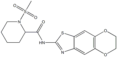 N-(6,7-dihydro-[1,4]dioxino[2,3-f][1,3]benzothiazol-2-yl)-1-methylsulfonylpiperidine-2-carboxamide 구조식 이미지