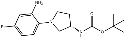 (S)-tert-Butyl 1-(2-amino-4-fluorophenyl)pyrrolidin-3-ylcarbamate 구조식 이미지