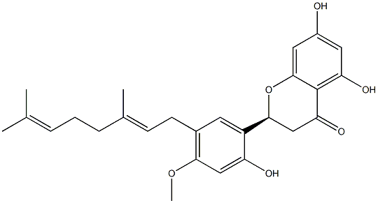 4H-1-Benzopyran-4-one,2-[5-[(2E)-3,7-dimethyl-2,6-octadien-1-yl]-2-hydroxy-4-methoxyphenyl]-2,3-dihydro-5,7-dihydroxy-,(2S)- 구조식 이미지