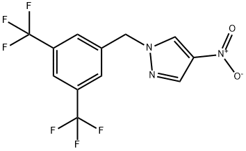 1-{[3,5-bis(trifluoromethyl)phenyl]methyl}-4-nitro-1H-pyrazole 구조식 이미지