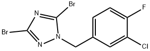3,5-dibromo-1-[(3-chloro-4-fluorophenyl)methyl]-1H-1,2,4-triazole 구조식 이미지