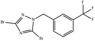 3,5-dibromo-1-{[3-(trifluoromethyl)phenyl]methyl}-1H-1,2,4-triazole 구조식 이미지