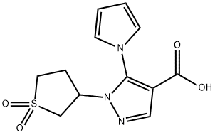 1-(1,1-dioxidotetrahydro-3-thienyl)-5-(1H-pyrrol-1-yl)-1H-pyrazole-4-carboxylic acid Structure