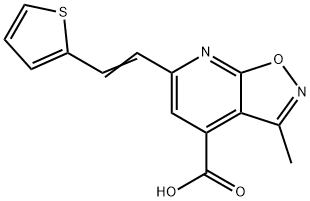 3-Methyl-6-(2-thiophen-2-yl-vinyl)-isoxazolo[5,4-b]pyridine-4-carboxylic acid Structure