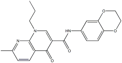 N-(2,3-dihydro-1,4-benzodioxin-6-yl)-7-methyl-4-oxo-1-propyl-1,8-naphthyridine-3-carboxamide 구조식 이미지